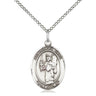Sterling Silver St. Uriel Patron Saint Medal Necklace 3/4 x 1/2 with 18 inch chain by Bliss Manufacturing