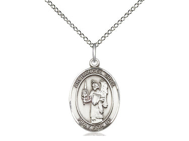 Sterling Silver St. Uriel Patron Saint Medal Necklace 3/4 x 1/2 with 18 inch chain by Bliss Manufacturing