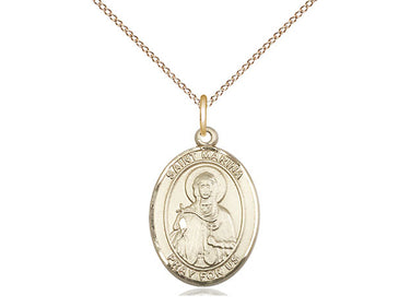 Gold Filled St. Marina patron saint medal necklace 3/4 x 1/2 inch with 18 inch chain by Bliss Manufacturing