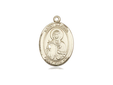 14kt Solid Gold St. Marina patron saint medal pendant 3/4 inch handcrafted by Bliss Manufacturing