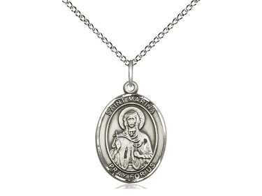 Sterling Silver St. Marina patron saint medal necklace 3/4 inch on 18 inch curb chain by Bliss