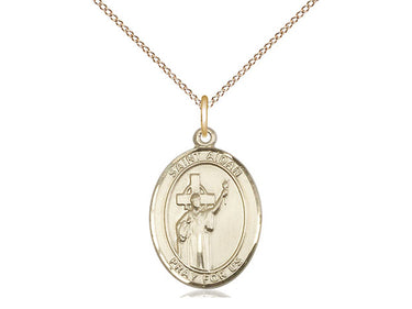 14kt Gold Filled St. Aidan of Lindisfarne Patron Saint Medal Necklace with 18 inch Chain by Bliss