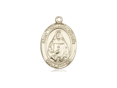 14kt solid gold St. Theodore Guerin patron saint medal pendant 3/4 x 1/2 inch handcrafted by Bliss Manufacturing USA