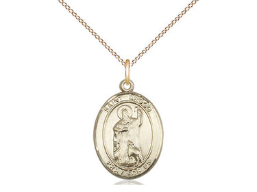 14kt Gold Filled St. Drogo patron saint medal necklace with 3/4 inch pendant on 18 inch curb chain by Bliss Manufacturing