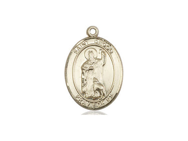 14kt solid gold St. Drogo Catholic patron saint medal pendant handcrafted by Bliss Manufacturing