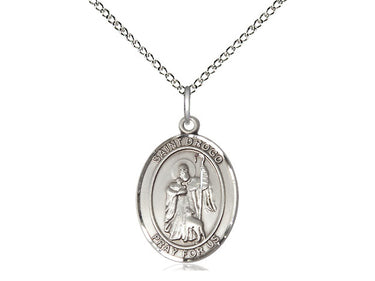 Sterling Silver St. Drogo patron saint medal necklace with 3/4 inch pendant on 18 inch curb chain by Bliss Manufacturing