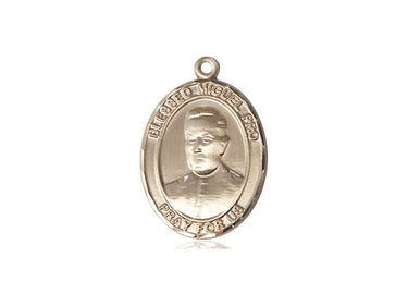 14kt Solid Gold Blessed Miguel Pro patron saint medal pendant 3/4 inch handcrafted by Bliss