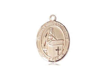 14kt Solid Gold Blessed Emilee Doultremont Medal Pendant 3/4 x 1/2 inch - Handcrafted Catholic Religious Jewelry by Bliss USA