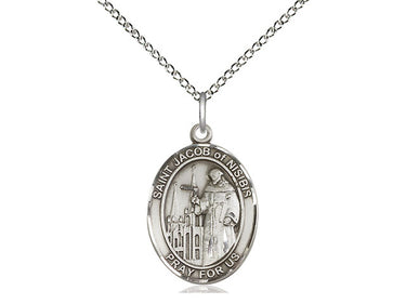 Sterling Silver St. Jacob of Nisibis Patron Saint Medal Necklace 3/4 inch pendant 18 inch chain Bliss