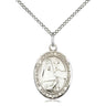 Sterling silver Jeanne Chezard de Matel patron saint medal necklace, 3/4 inch by 1/2 inch pendant with 18 inch chain, handcrafted by Bliss USA
