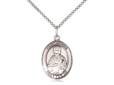Sterling Silver St. Gerald Patron Saint Medal Necklace 3/4x1/2 inch pendant on 18 inch chain by Bliss