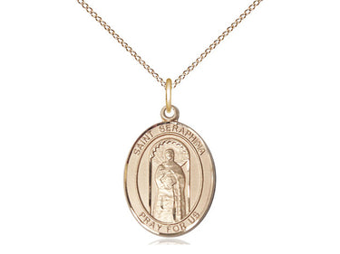 14kt Gold Filled St. Seraphina Catholic Patron Saint Medal Necklace 3/4 x 1/2 inches 18 inch chain by Bliss