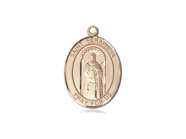 14kt Solid Gold St. Seraphina Catholic Patron Saint Medal Pendant 3/4 x 1/2 inches by Bliss