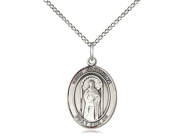 Sterling Silver St. Seraphina Patron Saint Medal Necklace 3/4 x 1/2 inch with 18 inch Chain by Bliss