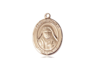 14kt Solid Gold Medium St. Alphonsa Medal Pendant 3/4 x 1/2 Inch by Bliss Manufacturing