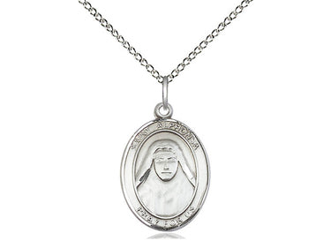 Sterling silver St. Alphonsa patron saint medal necklace, 3/4 x 1/2 inch, 18 inch chain, Bliss USA