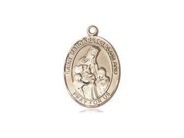14kt solid gold St. Margaret of Scotland patron saint medal pendant by Bliss Manufacturing