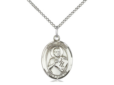 Sterling Silver St. Viator of Bergamo Patron Saint Medal Necklace 3/4 x 1/2 inches with 18 inch chain by Bliss