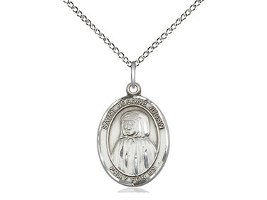 Sterling silver Blessed Jeanne Jugan patron saint medal necklace with 3/4 inch pendant on 18 inch chain by Bliss Manufacturing