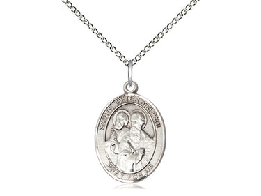 Sterling Silver St. Peter Patron Saint Medal Necklace 3/4 x 1/2 inch on 18 inch chain by Bliss Manufacturing