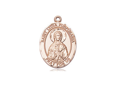 14kt solid gold St. Lydia Purpuraria patron saint medal pendant, 3/4 x 1/2 inches, handcrafted by Bliss