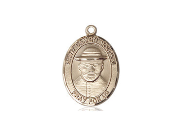 14kt Solid Gold St. Damien of Molokai Patron Saint Medal Pendant 3/4 x 1/2 inch by Bliss