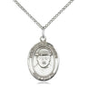 Sterling Silver St. Damien of Molokai patron saint medal necklace, 3/4 x 1/2 inch pendant, 18 inch chain, Bliss