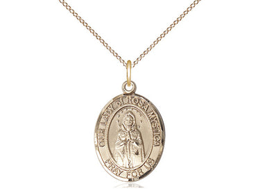 14kt gold filled medium Our Lady of Rosa Mystica medal necklace with 18 inch curb chain by Bliss