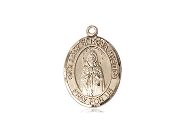 14kt Solid Gold Our Lady of Rosa Mystica Medal Pendant 3/4x1/2 inch handcrafted by Bliss USA