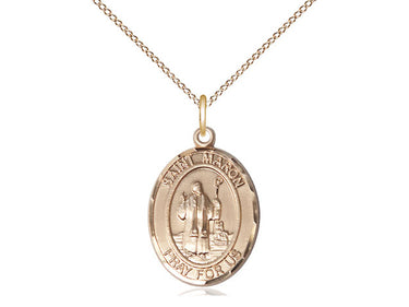 14kt gold filled St. Maron patron saint medal necklace, 3/4 x 1/2 inch pendant on 18 inch chain, handcrafted by Bliss Manufacturing
