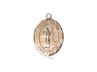 14kt solid gold St. Maron patron saint medal pendant by Bliss Manufacturing