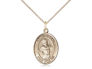 14kt Gold Filled St. Dismas Good Thief Catholic patron saint medal necklace 3/4 inch pendant 18 inch chain by Bliss