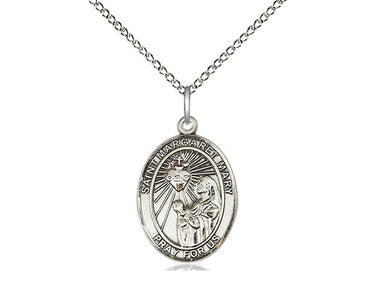 Sterling Silver St. Margaret Mary Alacoque Patron Saint Medal Necklace 3/4 inch by 1/2 inch 18 inch Chain Bliss