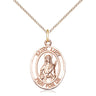 14kt gold filled St. Lucy patron saint medal necklace with 18 inch chain, handcrafted by Bliss Manufacturing