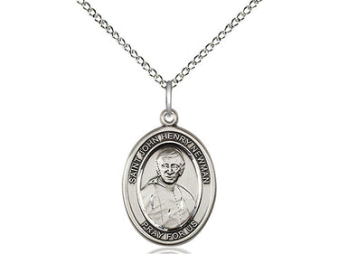 Sterling Silver Blessed John Henry Newman Patron Saint Medal Necklace 3/4 x 1/2 Inches 18 Inch Chain Bliss