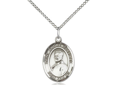 Sterling silver St. Andre Bessette medal necklace 3/4 x 1/2 inches with 18 inch chain by Bliss Manufacturing