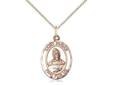 14kt gold filled St. Fabian patron saint medal necklace with 18 inch chain by Bliss Manufacturing