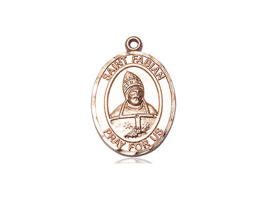 14kt solid gold St. Fabian patron saint medal pendant 3/4 inch by Bliss Manufacturing