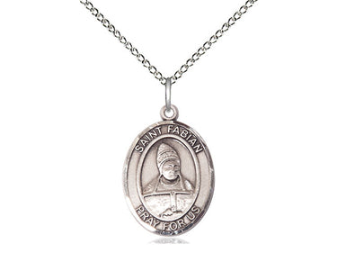 Sterling silver St. Fabian patron saint medal necklace with 18 inch chain by Bliss Manufacturing
