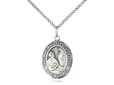 Sterling Silver St. Mary Magdalene of Canossa Patron Saint Medal Necklace 3/4 x 1/2 inches on 18 inch chain by Bliss