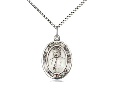 Sterling silver St. Joseph Marello patron saint medal necklace with 3/4 inch pendant on 18 inch chain by Bliss Manufacturing