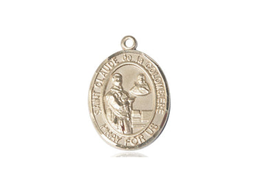 14kt Solid Gold St. Claude de la Colombiere Patron Saint Medal Pendant 3/4 x 1/2 inch by Bliss