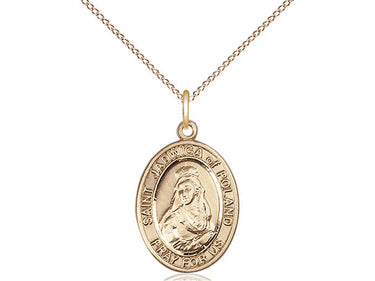 14kt gold filled St. Jadwiga of Poland patron saint medal necklace, 3/4 x 1/2 inch pendant, 18 inch chain, Bliss
