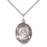 Sterling silver St. Jadwiga of Poland patron saint medal necklace with 3/4 inch pendant on 18 inch chain by Bliss Manufacturing