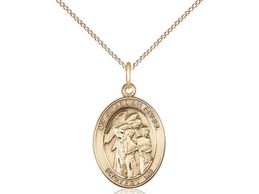14kt Gold Filled Guardian Angel with Children Pendant Necklace 3/4 x 1/2 inch with 18 inch Chain by Bliss