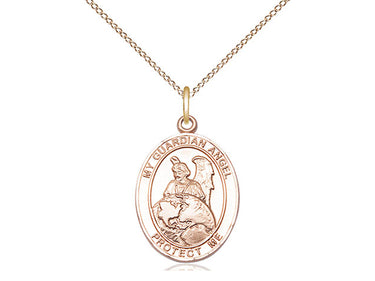 14kt gold filled Guardian Angel Protector pendant necklace 3/4 x 1/2 inch on 18 inch chain by Bliss