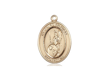 14kt solid gold Guardian Angel of the World medal pendant 3/4 x 1/2 inch handcrafted by Bliss
