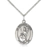 Sterling silver Guardian Angel of the World pendant necklace, 3/4 x 1/2 inch medal on 18 inch chain, handcrafted by Bliss Manufacturing