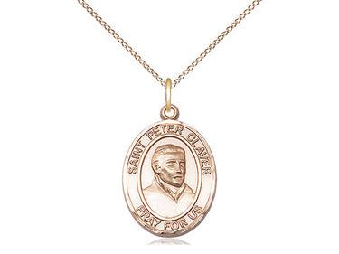 14kt Gold Filled St. Peter Claver Patron Saint Medal Necklace 3/4 x 1/2 inch with 18 inch chain by Bliss