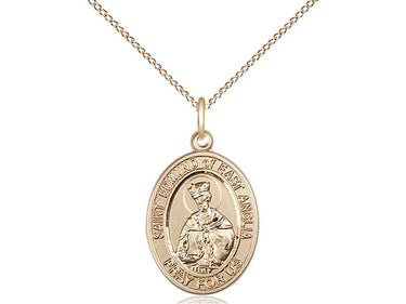 Gold Filled St. Edmund of East Anglia Patron Saint Medal Necklace 3/4 x 1/2 inch on 18 inch Chain by Bliss